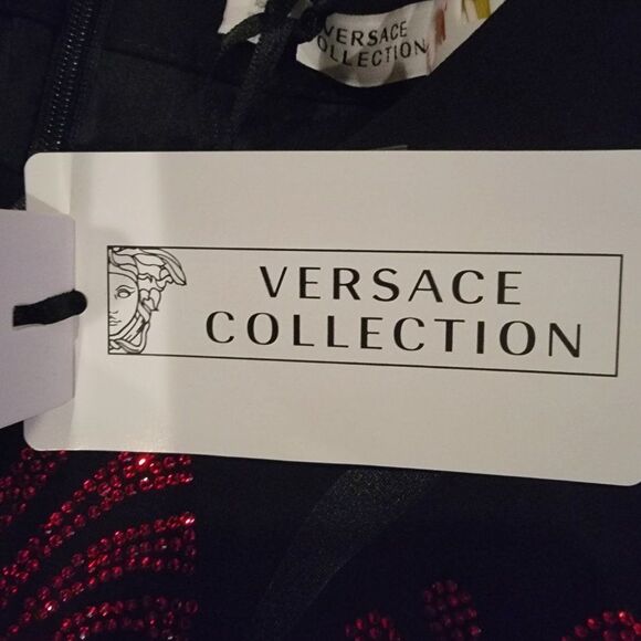 Versace Collection Women's Black & Red Barocco Sleeveless Midi Dress SZ … - Picture 7 of 11
